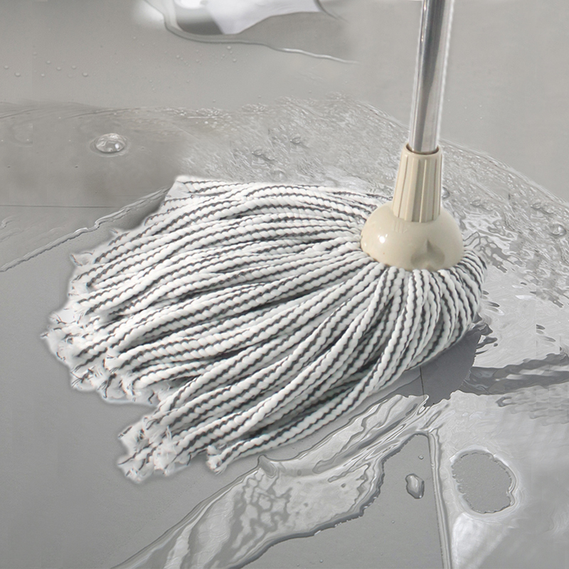 Traditional Round-Head Hollow Cotton Mop (Pink/ Gray-White) - Image 2