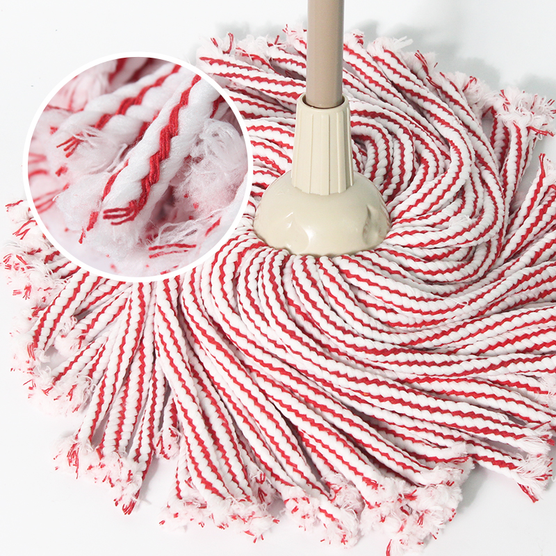 Traditional Round-Head Hollow Cotton Mop (Pink/ Gray-White) - Image 3